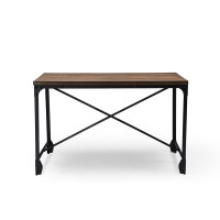 Baxton Studio YLX-4055 Greyson Vintage Industrial Antique Bronze Home Office Wood Desk